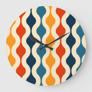 Retro nostalgic, colorful, seamless background. large clock