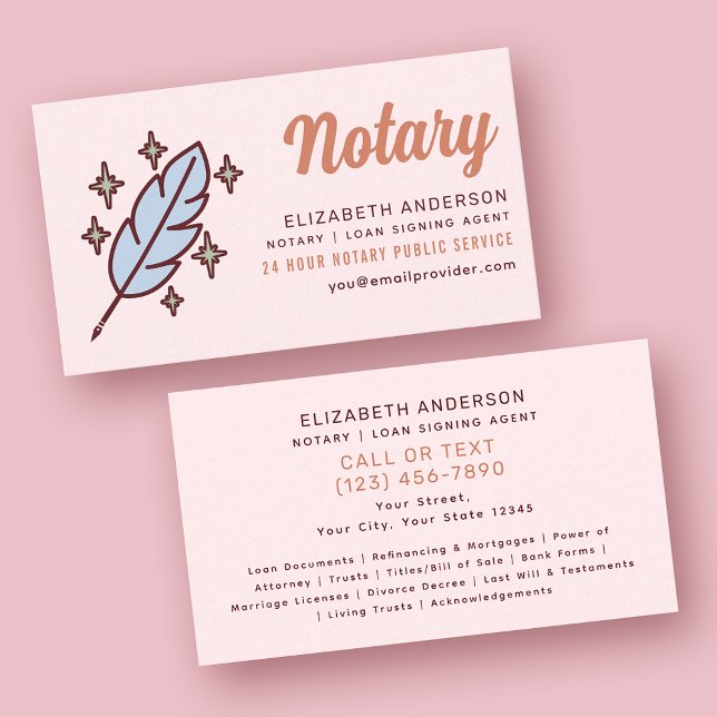 Retro Notary Public & Loan Signing Agent Business Card (Creator Uploaded)