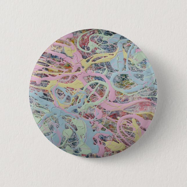 Retro Nouveau art Deco inspired pastel abstract Button (Front)