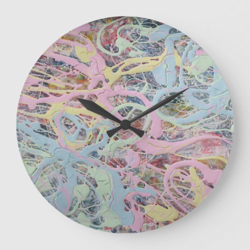 Retro Nouveau art Deco inspired pastel abstract Large Clock