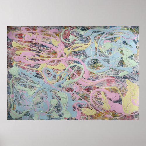 Retro Nouveau art Deco inspired pastel abstract Poster