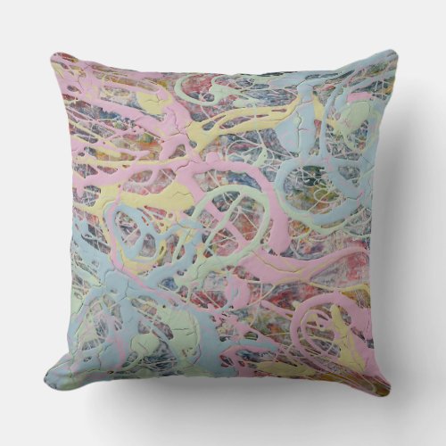 Retro Nouveau art Deco inspired pastel abstract Throw Pillow