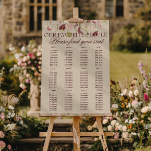 Retro Nouveau Art Floral Wedding Seating Charts Foam Board