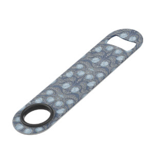 Retro Nouveau Tulips in blue and pewter Bar Key