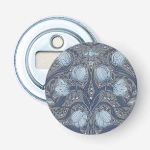 Retro Nouveau Tulips in blue and pewter Bottle Opener