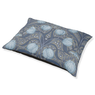 Retro Nouveau Tulips in blue and pewter Pet Bed