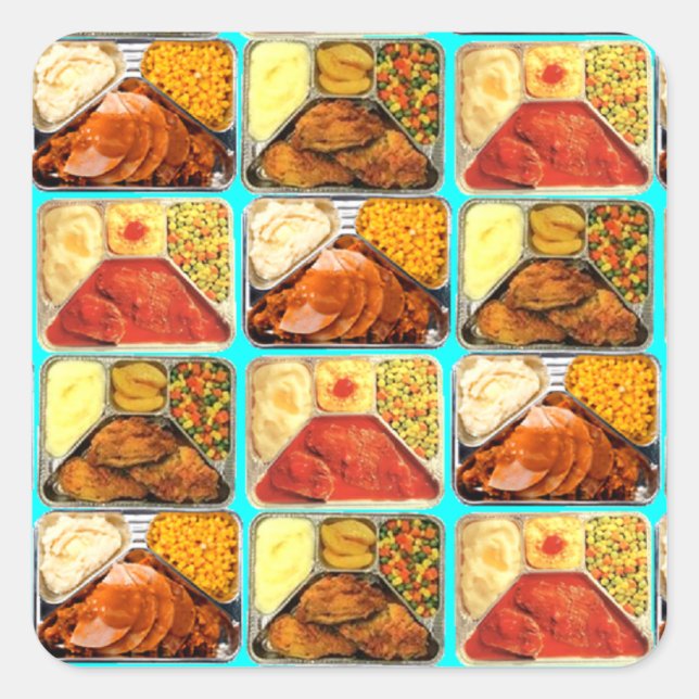 Retro Novelty TV Dinners Trays Square Sticker (Front)