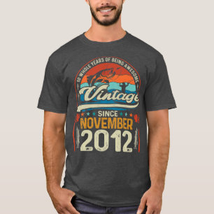 Retro November 2012 10 Year Old Fishing Lover 10th T-Shirt
