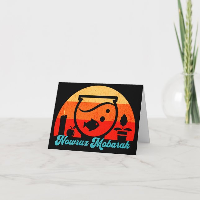 Retro Nowruz Mobarak Goldfish Card (Front)