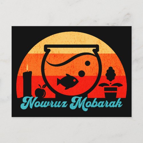 Retro Nowruz Mobarak Goldfish Postcard