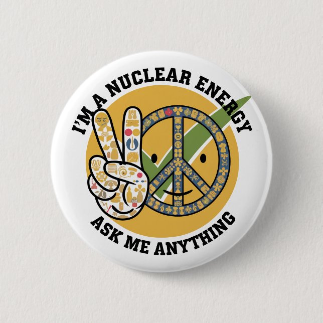 Retro Nuclear Energy design vector art gift  Button (Front)