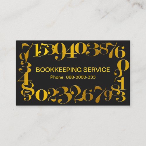 Retro Numbers Gold Frame Bookkeeping Business Card