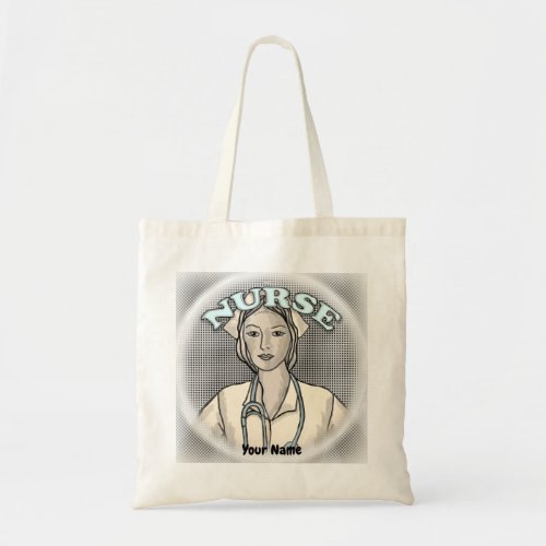 Retro Nurse custom name tote bag