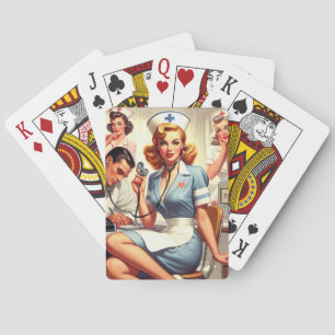 Retro Nurse Illustration Poker Cards
