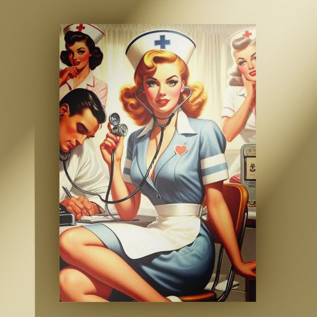Retro Nurse Illustration Postcard (Creator Uploaded)