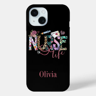 Retro Nurse Life Typography Personalized    iPhone 15 Case