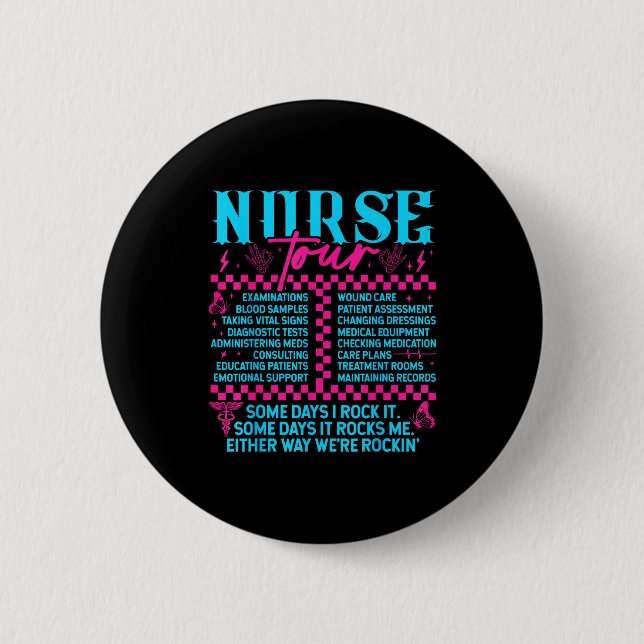 Retro Nurse Nurse Week Men Women Nurse  Button (Front)