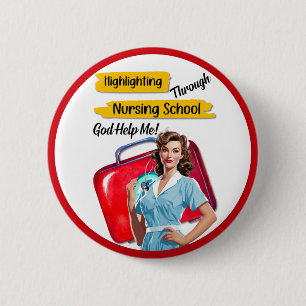 Retro Nurse Pinup_ Nursing Notes Button