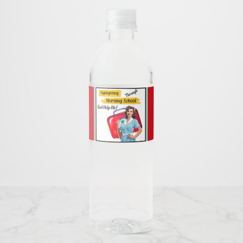 Retro Nurse Pinup_ Nursing Notes Water Bottle Label