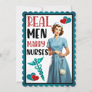 Retro Nurse Pinup_ Real Men Marry Nurses Thank You Card