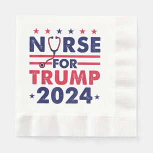 Retro Nurses For Trump 2024 America Stars Flag Str Napkins