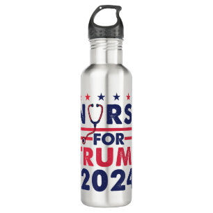 Retro Nurses For Trump 2024 America Stars Flag Str Stainless Steel Water Bottle