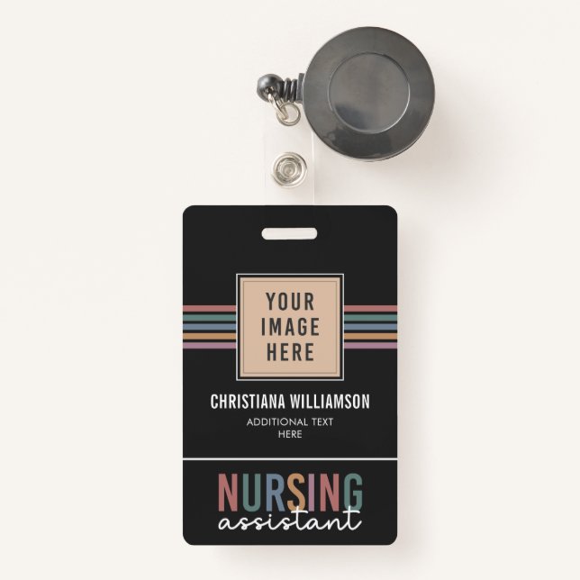 Retro Nursing Assistant CNA Nursing Aide Badge (Front with Retractable)