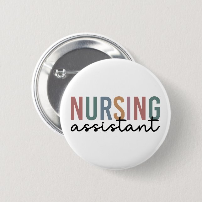 Retro Nursing Assistant CNA Nursing Aide Button (Front & Back)