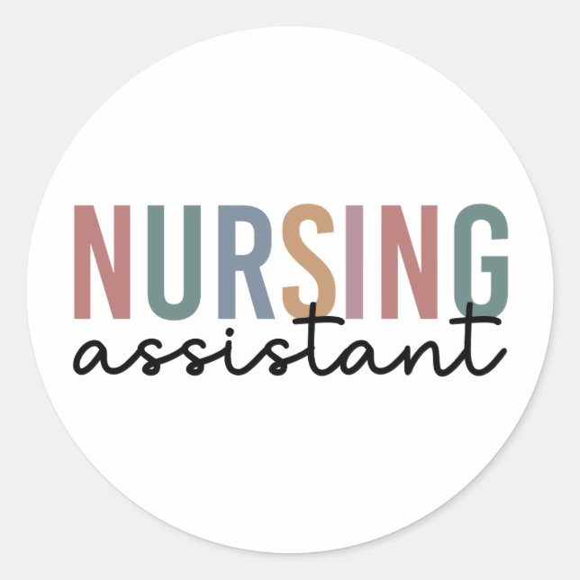Retro Nursing Assistant CNA Nursing Aide Classic Round Sticker (Front)