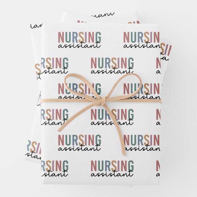 Retro Nursing Assistant CNA Nursing Aide Wrapping Paper Sheets (In situ)