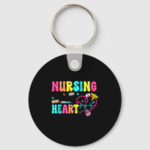 Retro Nursing Is A Work Of Heart Restorative Aide Keychain