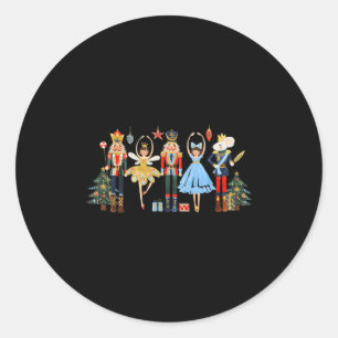 Retro Nutcracker Ballet Christmas Tree Shirts For Classic Round Sticker