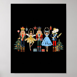 Retro Nutcracker Ballet Christmas Tree Shirts For  Poster