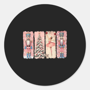 Retro Nutcracker Ballet Nk Christmas Xmas Vibes Wo Classic Round Sticker