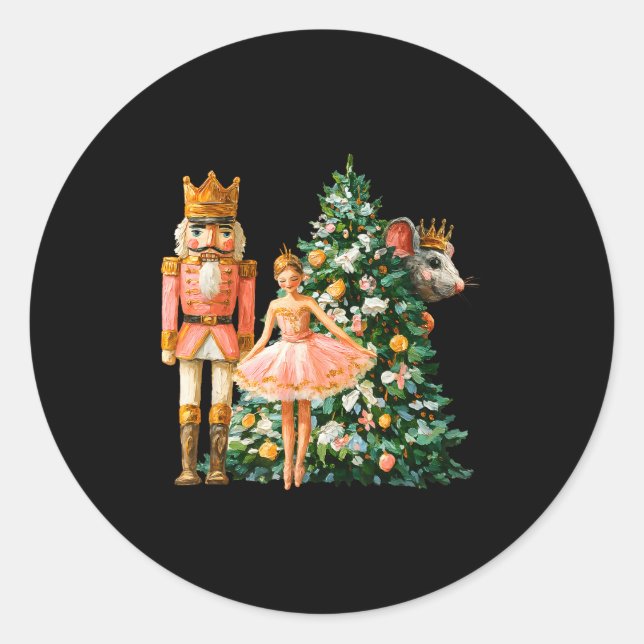 Retro Nutcracker Ballet Nk Christmas Xmas Vibes Wo Classic Round Sticker (Front)