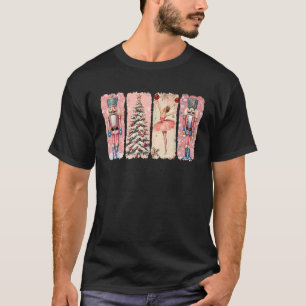 Retro Nutcracker Ballet Pink Christmas Xmas Vibes  T-Shirt