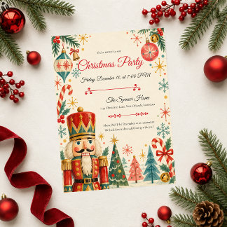 Retro Nutcracker Christmas Party Invitation