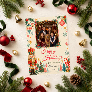 Retro Nutcracker Christmas Photo Card