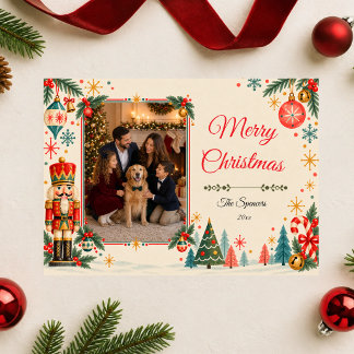 Retro Nutcracker Christmas Photo Card