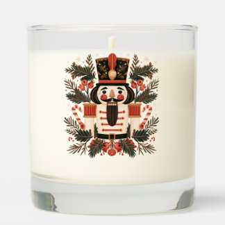 Retro Nutcracker with Candy Canes and Greenery Scented Candle