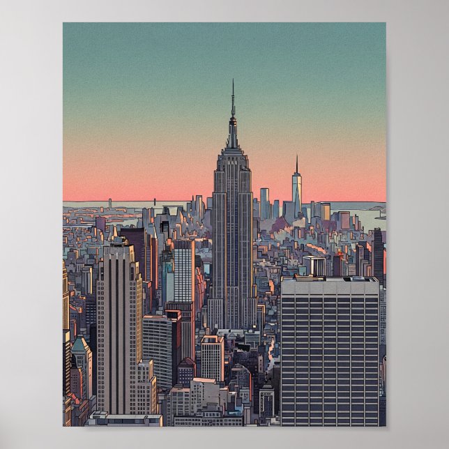 Retro NYC Skyline Poster (Front)