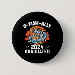 Retro O-fish-ally 2024 Graduated Senior Graduation Button