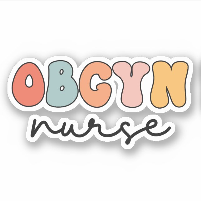 Retro OBGYN Nurse Sticker (Front)
