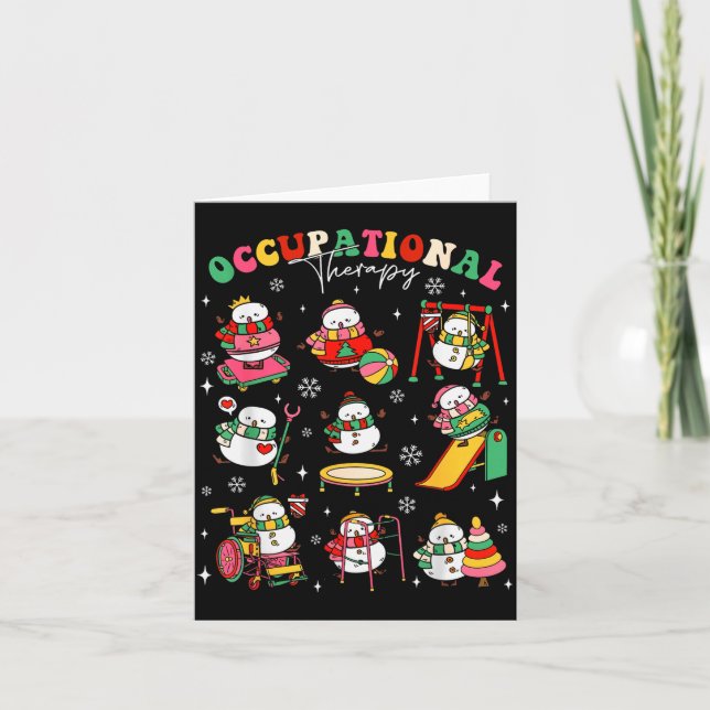 Retro Occupational Therapy Christmas Snowman Ot Ot Card (Front)