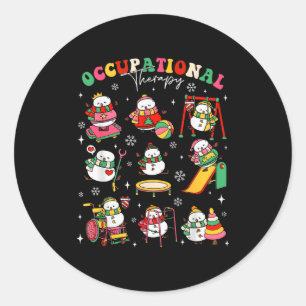 Retro Occupational Therapy Christmas Snowman Ot Ot Classic Round Sticker