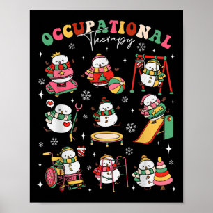 Retro Occupational Therapy Christmas Snowman Ot Ot Poster