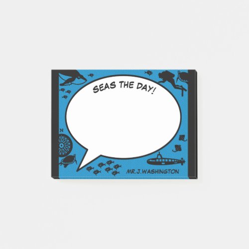 retro ocean ADVENTURE COMICS science teacher gift Post_it Notes