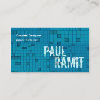 Retro Ocean Blue Mosaic Eye Catching Business Card
