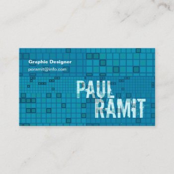 Retro Ocean Blue Mosaic Eye Catching Business Card by pixibition at Zazzle
