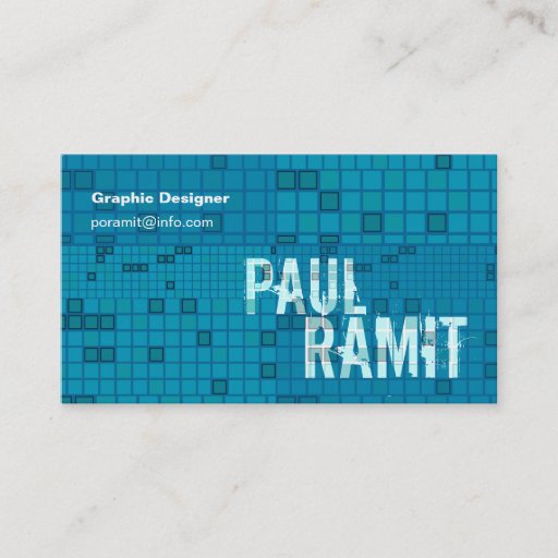Customizable Retro Ocean Blue Mosaic Eye Catching Business Card